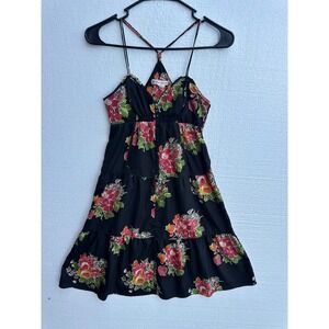 American Eagle Outfitters Floral Sundress Tiered Mini Dress Black‎ Size 00